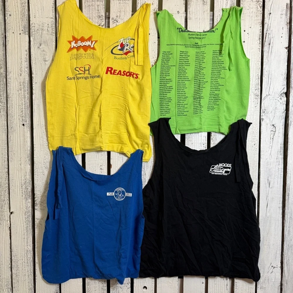 Upcycled T-shirt Tote Bags Set Of 4 Shopping Grocery Compact Reinforced Handmade
